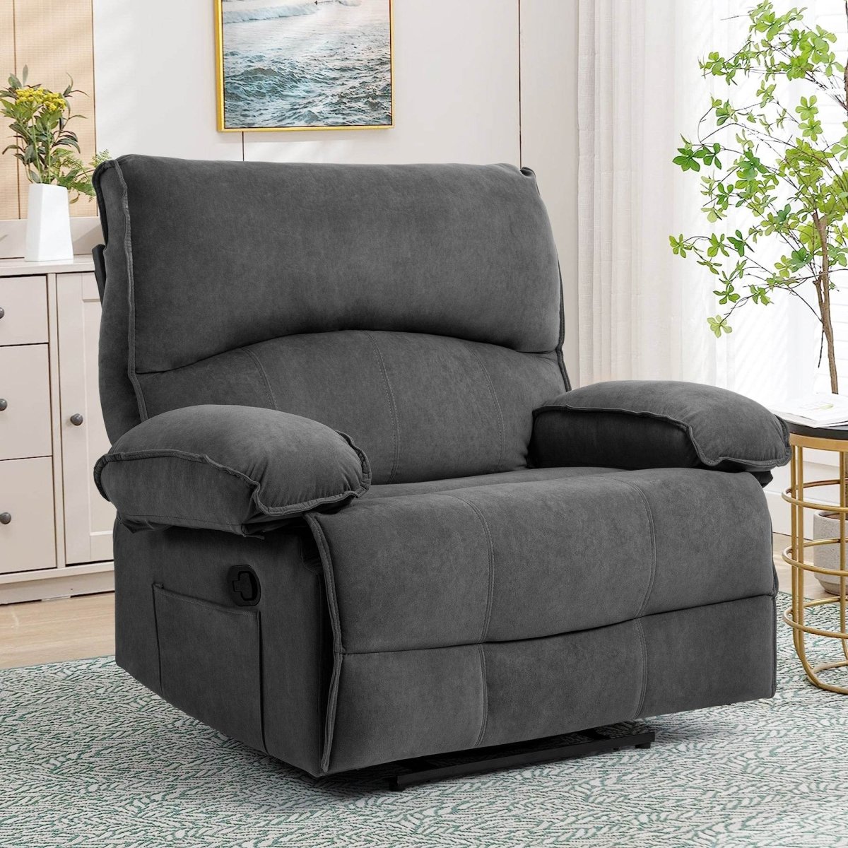 Oversized Manual Push - Back Velvet Massage Recliner Chair - Serenova - Omega Lifestyles