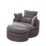 Oversized Modern Corduroy Swivel Chair With Ottoman - Sleep Galleria