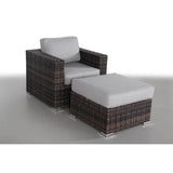Oversized Weather - Resistant Wicker Armchair With Ottoman - Serenova - Omega Lifestyles