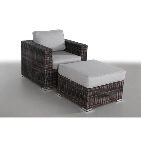 Oversized Weather - Resistant Wicker Armchair With Ottoman - Serenova - Omega Lifestyles