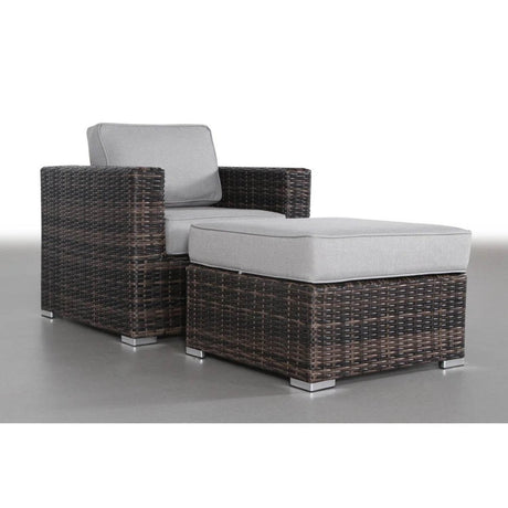 Oversized Weather - Resistant Wicker Armchair With Ottoman - Serenova - Omega Lifestyles