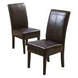 Pair Of Chocolate Leather Dining Chairs 2-Piece Set - Omega Lifestyles