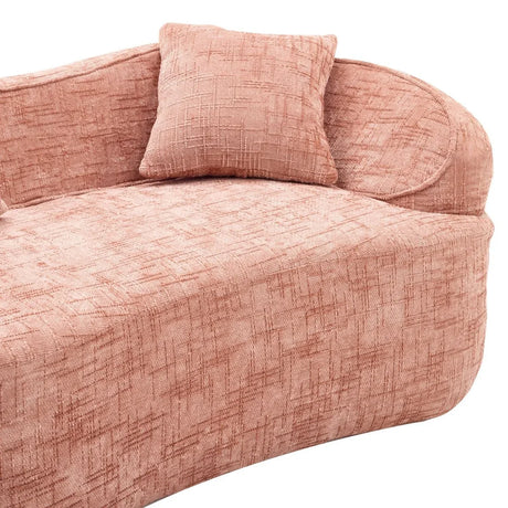 Pink Chenille Foam Spring Two-Seater Sofa With Pillows - Omega Lifestyles