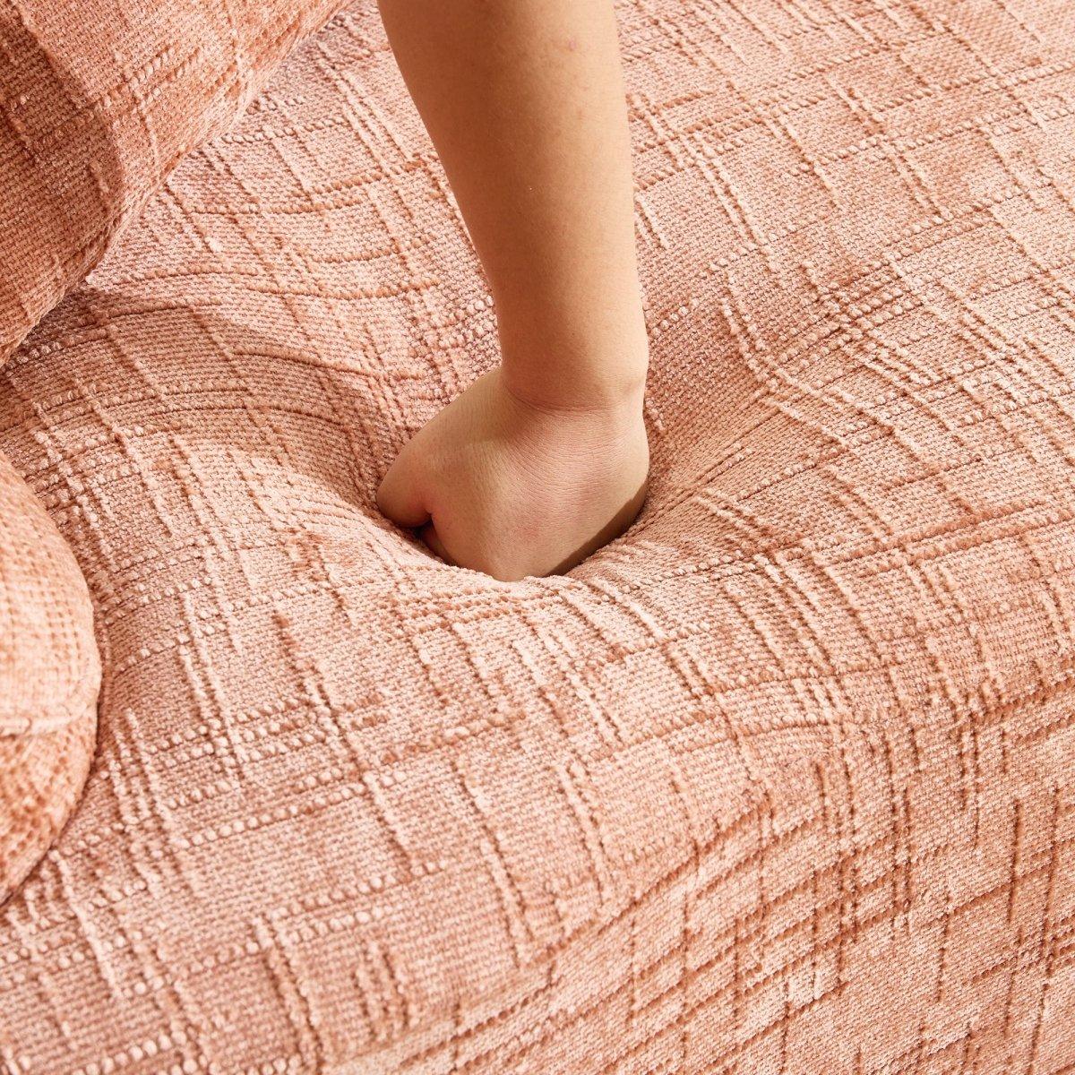 Pink Chenille Foam Spring Two-Seater Sofa With Pillows - Omega Lifestyles