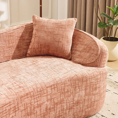 Pink Chenille Foam Spring Two-Seater Sofa With Pillows - Omega Lifestyles