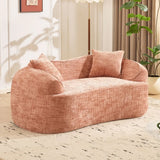 Pink Chenille Foam Spring Two-Seater Sofa With Pillows - Omega Lifestyles