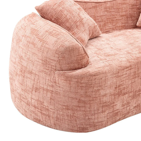 Pink Chenille Foam Spring Two-Seater Sofa With Pillows - Omega Lifestyles