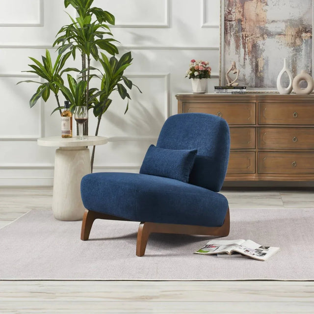 Plush Blue Fabric Accent Chair For Living Room - Omega Lifestyles