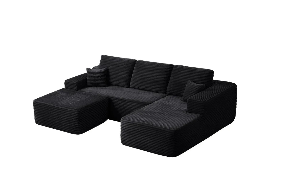 Plush Corduroy Modular Sectional Sofa With Chaise - Omega Lifestyles