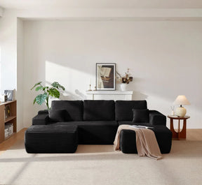 Plush Corduroy Modular Sectional Sofa With Chaise - Omega Lifestyles