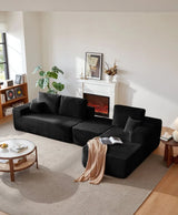 Plush Corduroy Modular Sectional Sofa With Chaise - Omega Lifestyles