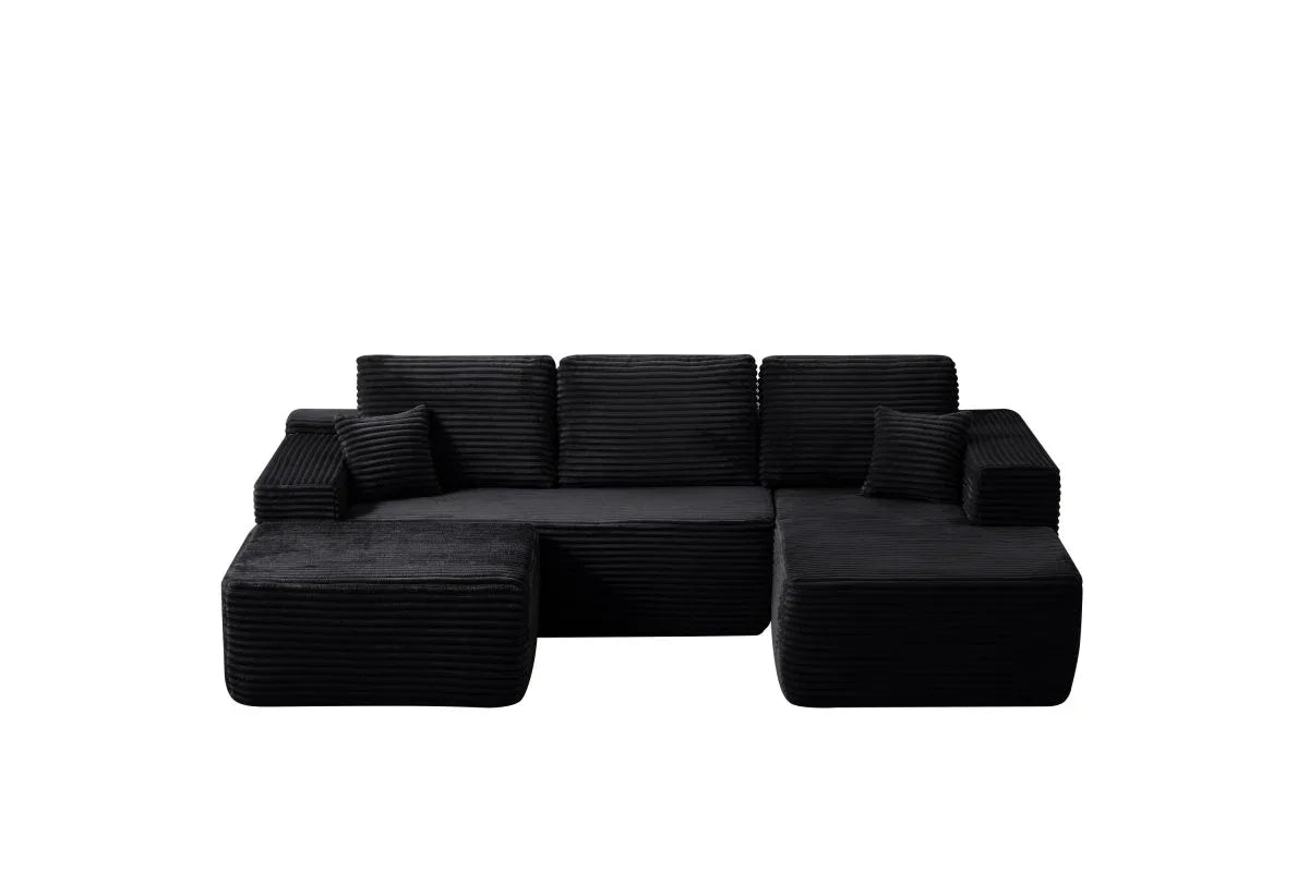 Plush Corduroy Modular Sectional Sofa With Chaise - Omega Lifestyles