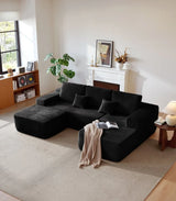 Plush Corduroy Modular Sectional Sofa With Chaise - Omega Lifestyles