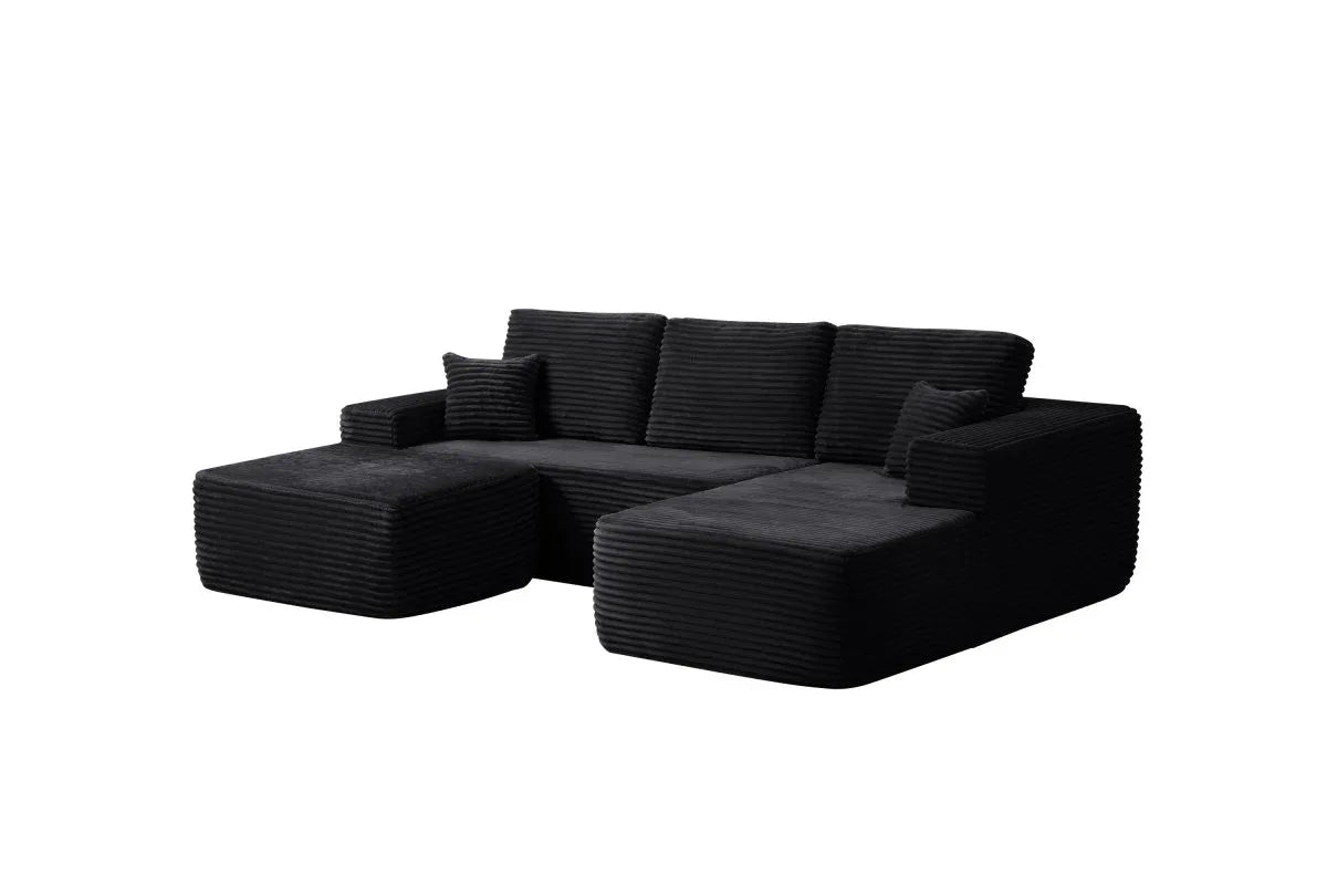 Plush Corduroy Modular Sectional Sofa With Chaise - Omega Lifestyles
