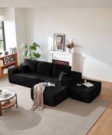 Plush Corduroy Modular Sectional Sofa With Chaise - Omega Lifestyles