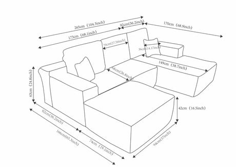 Plush Corduroy Modular Sectional Sofa With Chaise - Omega Lifestyles