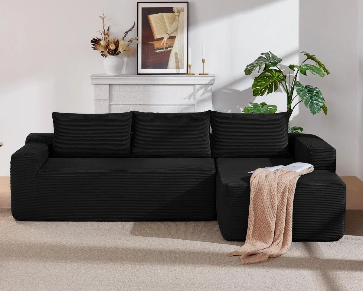Plush Corduroy Modular Sectional Sofa With Chaise - Omega Lifestyles
