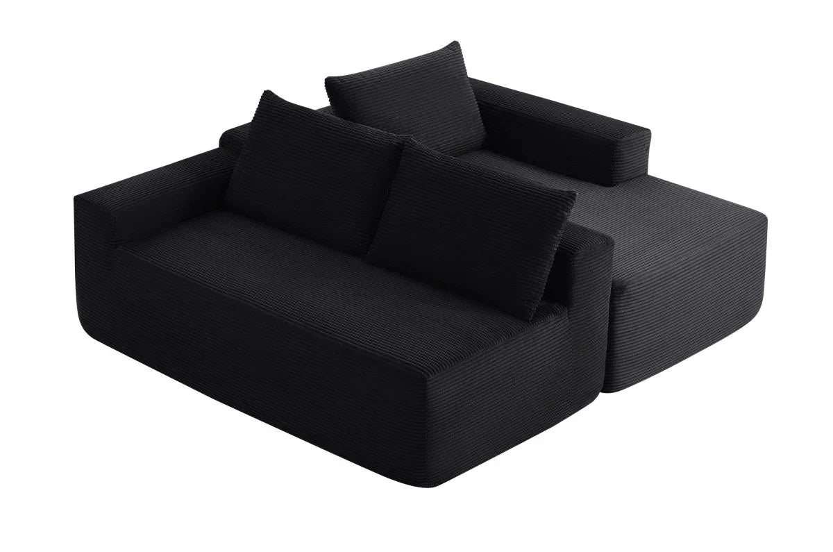 Plush Corduroy Modular Sectional Sofa With Chaise - Omega Lifestyles
