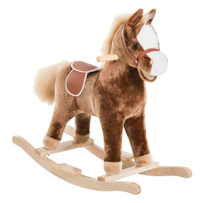 Plush Toddler Plush Wooden Rocking Horse Toy - Omega Lifestyles