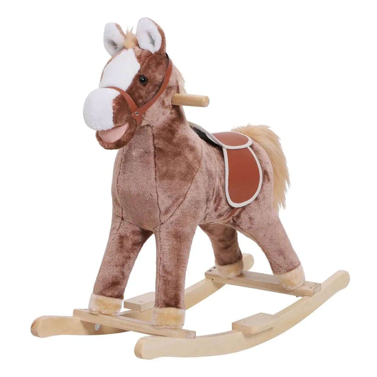 Plush Toddler Plush Wooden Rocking Horse Toy - Omega Lifestyles