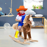Plush Toddler Plush Wooden Rocking Horse Toy - Omega Lifestyles