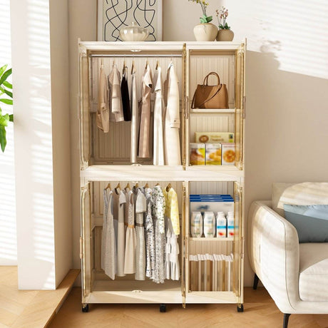 Portable Children’s Wardrobe Closet Storage Organizer With Casters - Sleep Galleria