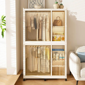 Portable Children’s Wardrobe Closet Storage Organizer With Casters - Omega Lifestyles