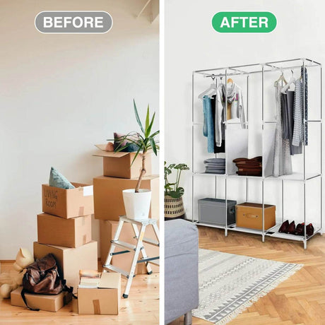 Portable Fabric Closet Organizer Wardrobe Storage Rack - Omega Lifestyles
