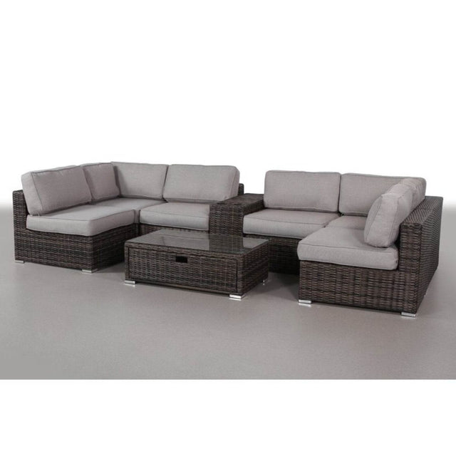 Pre - Assembled Outdoor Wicker 8 - Piece Seating Group With Cushions - Serenova - Omega Lifestyles