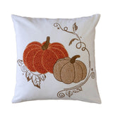 Pumpkin Embroidered Rust Cotton Throw Pillow 20x20 Inch - Serenova - Omega Lifestyles