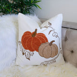 Pumpkin Embroidered Rust Cotton Throw Pillow 20x20 Inch - Serenova - Omega Lifestyles