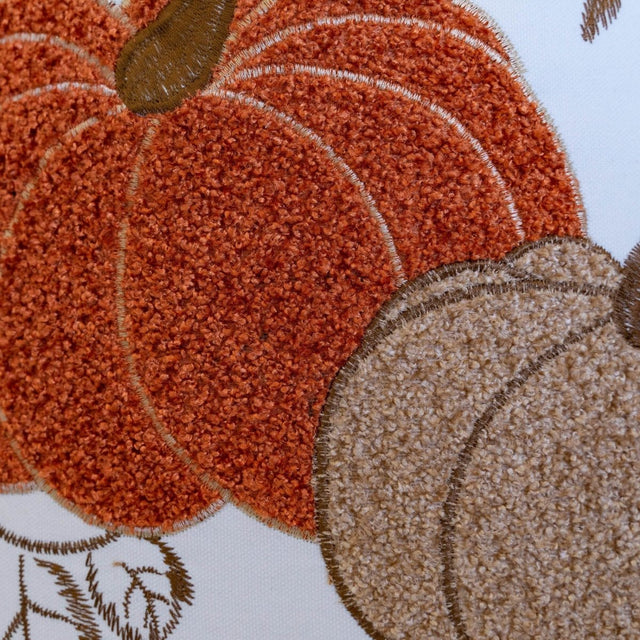 Pumpkin Embroidered Rust Cotton Throw Pillow 20x20 Inch - Omega Lifestyles