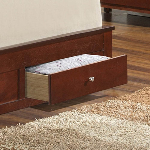 Queen Cherry Storage Bed Frame With Under-Bed Storage - Omega Lifestyles