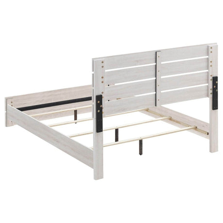 Queen Coastal White Wood Slatted Panel Bed Frame - Serenova - Omega Lifestyles