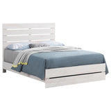 Queen Coastal White Wood Slatted Panel Bed Frame - Serenova - Omega Lifestyles