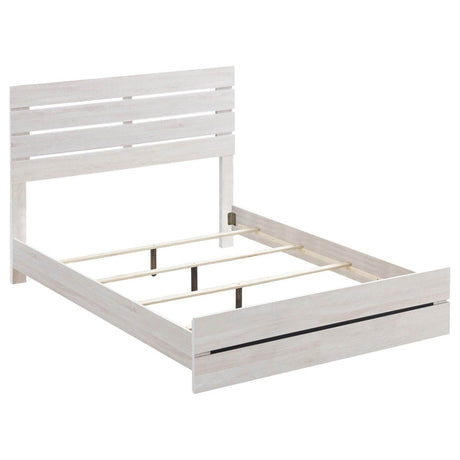 Queen Coastal White Wood Slatted Panel Bed Frame - Serenova - Omega Lifestyles