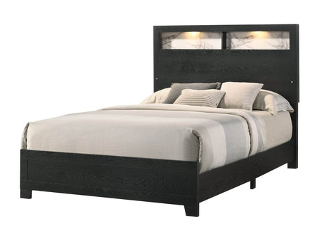 Queen Contemporary Panel Bed Frame With LED Shelving - Serenova - Omega Lifestyles
