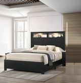 Queen Contemporary Panel Bed Frame With LED Shelving - Serenova - Omega Lifestyles