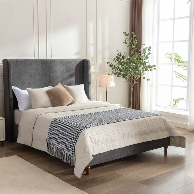 Queen Contemporary Velvet Upholstered Bed Frame - Omega Lifestyles