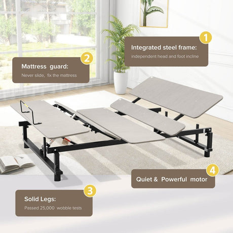 Queen Electric Adjustable Steel Bed Base With Wireless Remote - Serenova - Omega Lifestyles