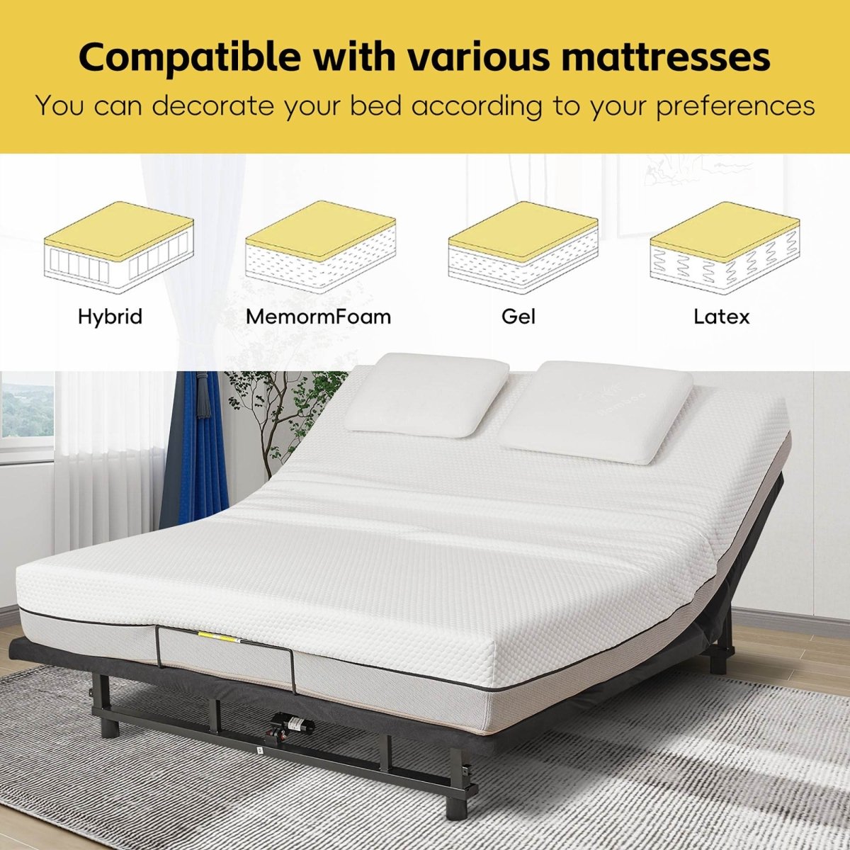 Queen Electric Adjustable Steel Bed Base With Wireless Remote - Serenova - Omega Lifestyles