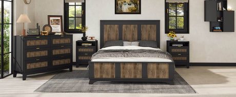 Queen Farmhouse Wooden Platform Bed With Plywood Slats - Serenova - Omega Lifestyles