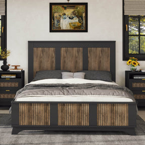 Queen Farmhouse Wooden Platform Bed With Plywood Slats - Omega Lifestyles