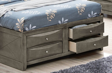 Queen Gray Particle Board Storage Bed Frame - Serenova - Omega Lifestyles