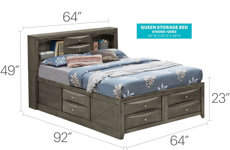 Queen Gray Particle Board Storage Bed Frame - Serenova - Omega Lifestyles