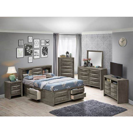 Queen Gray Particle Board Storage Bed Frame - Serenova - Omega Lifestyles
