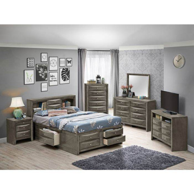 Queen Gray Particle Board Storage Bed Frame - Omega Lifestyles