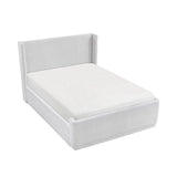 Queen Light Gray Wingback Upholstered Plywood Platform Bed - Serenova - Omega Lifestyles
