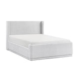 Queen Light Gray Wingback Upholstered Plywood Platform Bed - Serenova - Omega Lifestyles