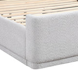 Queen Light Gray Wingback Upholstered Plywood Platform Bed - Serenova - Omega Lifestyles